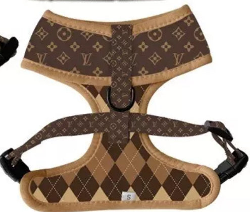 LUXURY DESIGNER REVERSIBLE DOG HARNESS LEASH COLLAR 6 PIECE SET BANDANA BOW TIE - Zsazsa Design