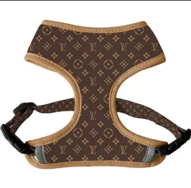 LUXURY DESIGNER REVERSIBLE DOG HARNESS LEASH COLLAR 6 PIECE SET BANDANA BOW TIE - Zsazsa Design