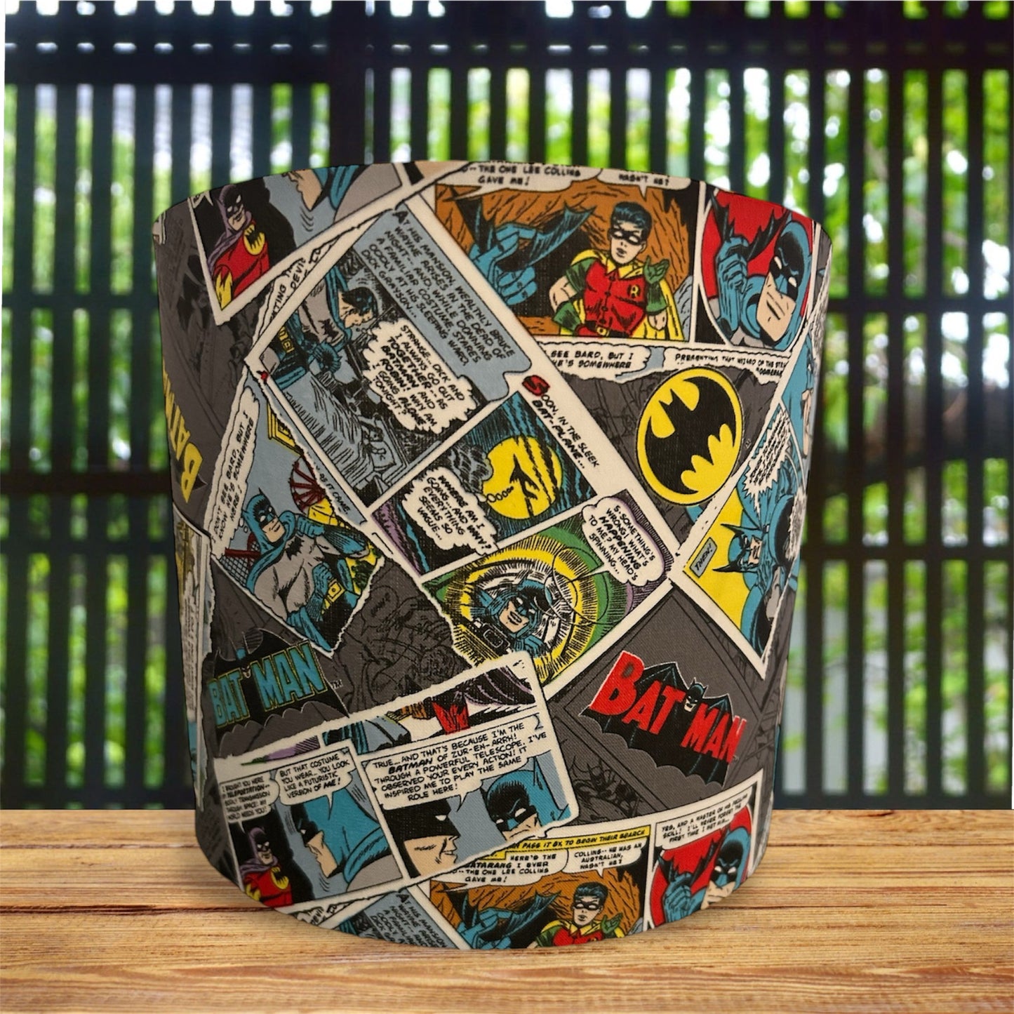 Handmade Fabric Lampshade Character Superman Batman Comics Style - Zsazsa Design