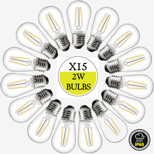 15 Pack Spare 2W Outdoor Elite Festoon Waterproof LED Warm White Bulbs - Zsazsa Design
