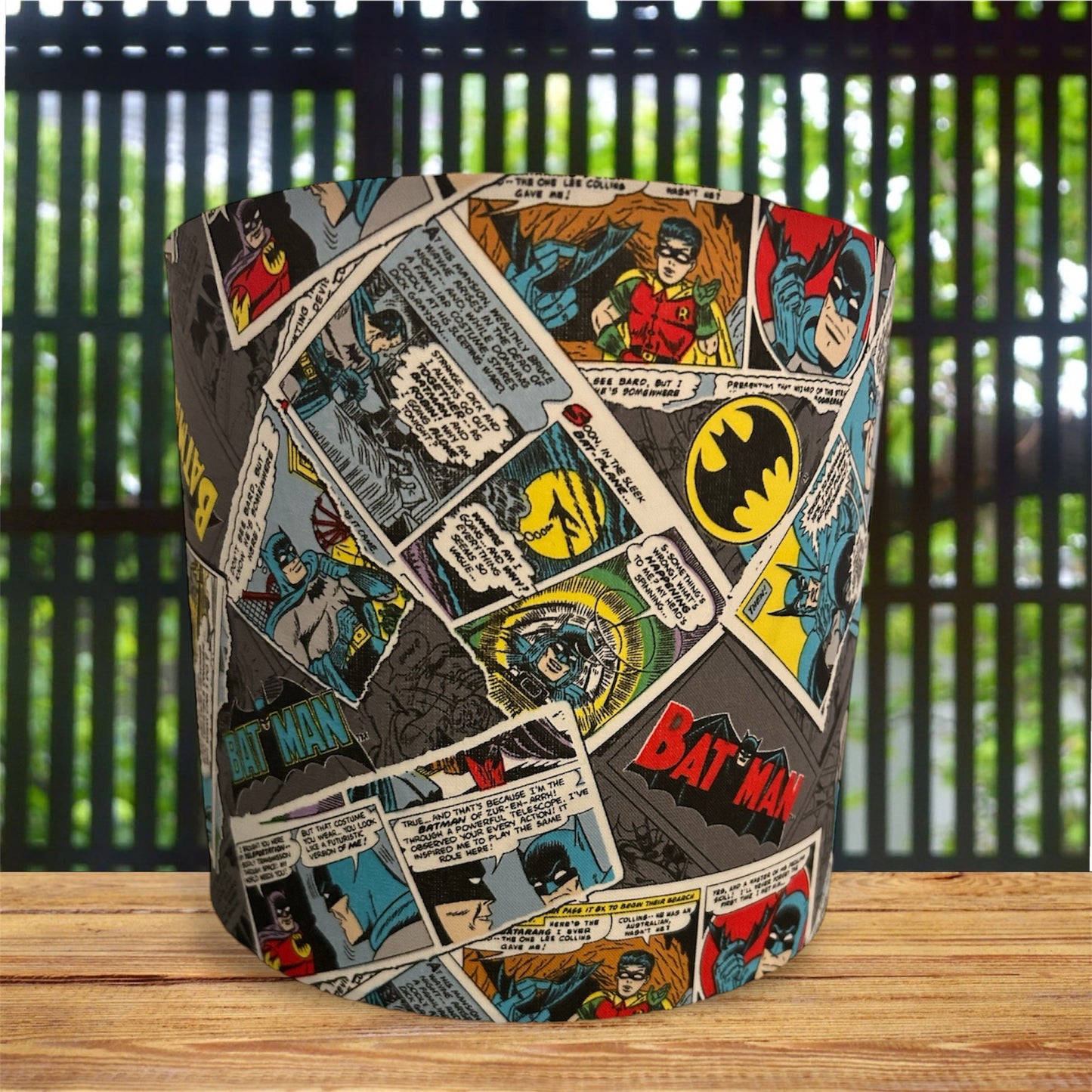 Handmade Fabric Lampshade Character Superman Batman Comics Style