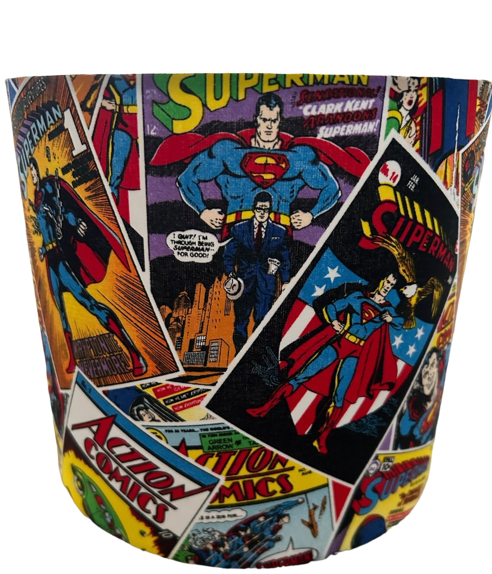 Handmade Fabric Lampshade Character Superman Comics Style - Zsazsa Design