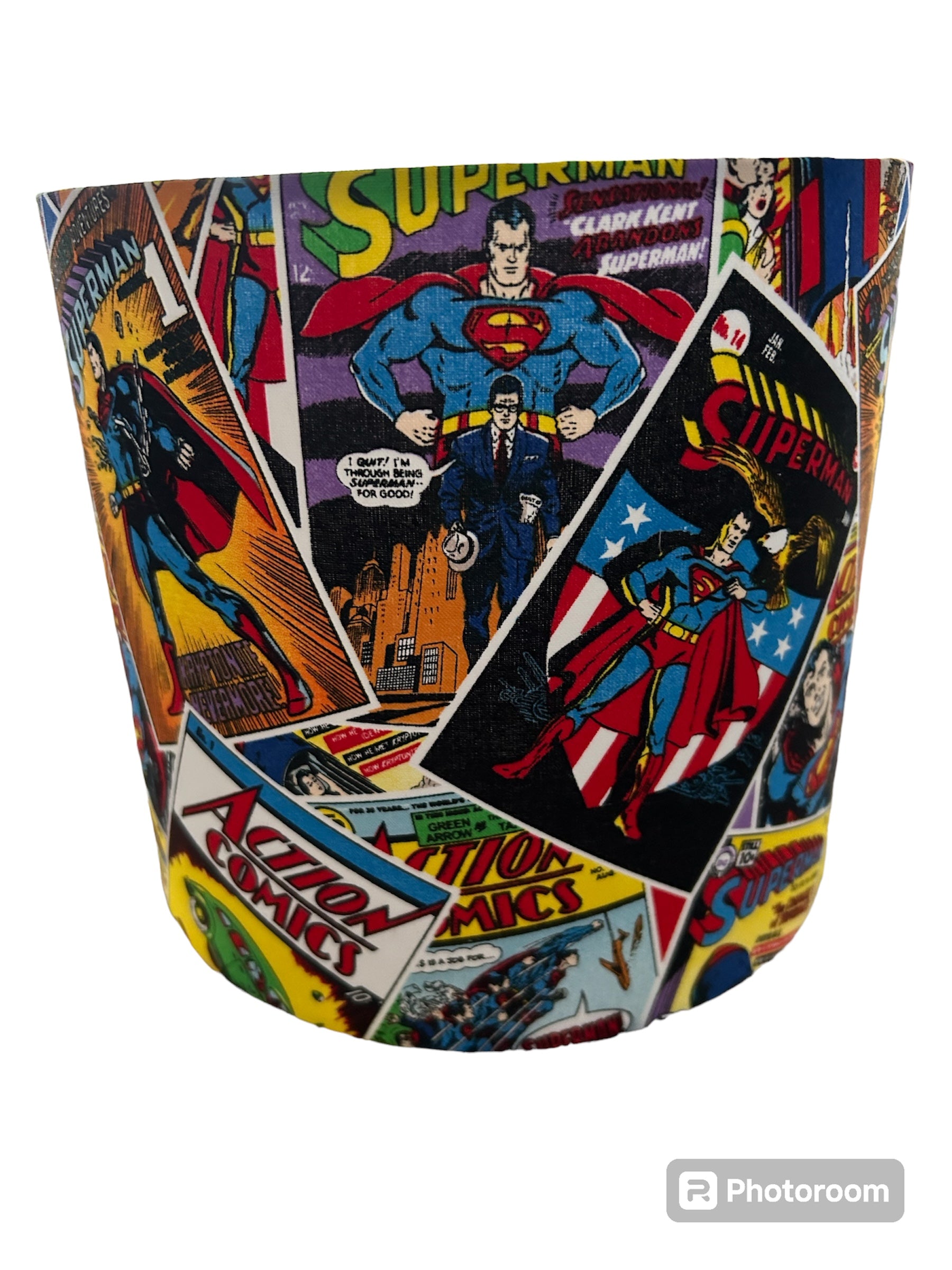 Handmade Fabric Lampshade Character Superman Comics Style - Zsazsa Design