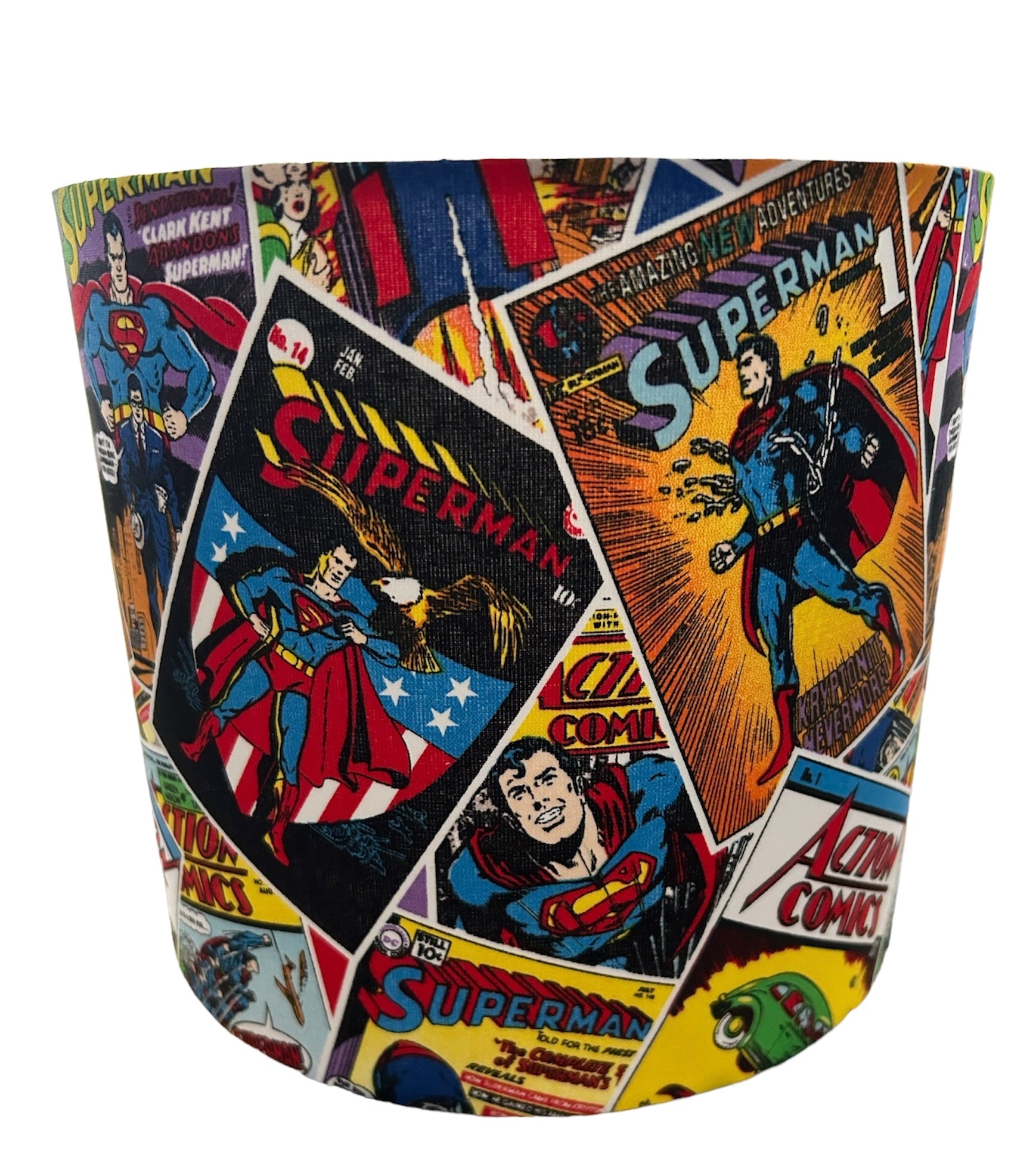 Handmade Fabric Lampshade Character Superman Comics Style - Zsazsa Design