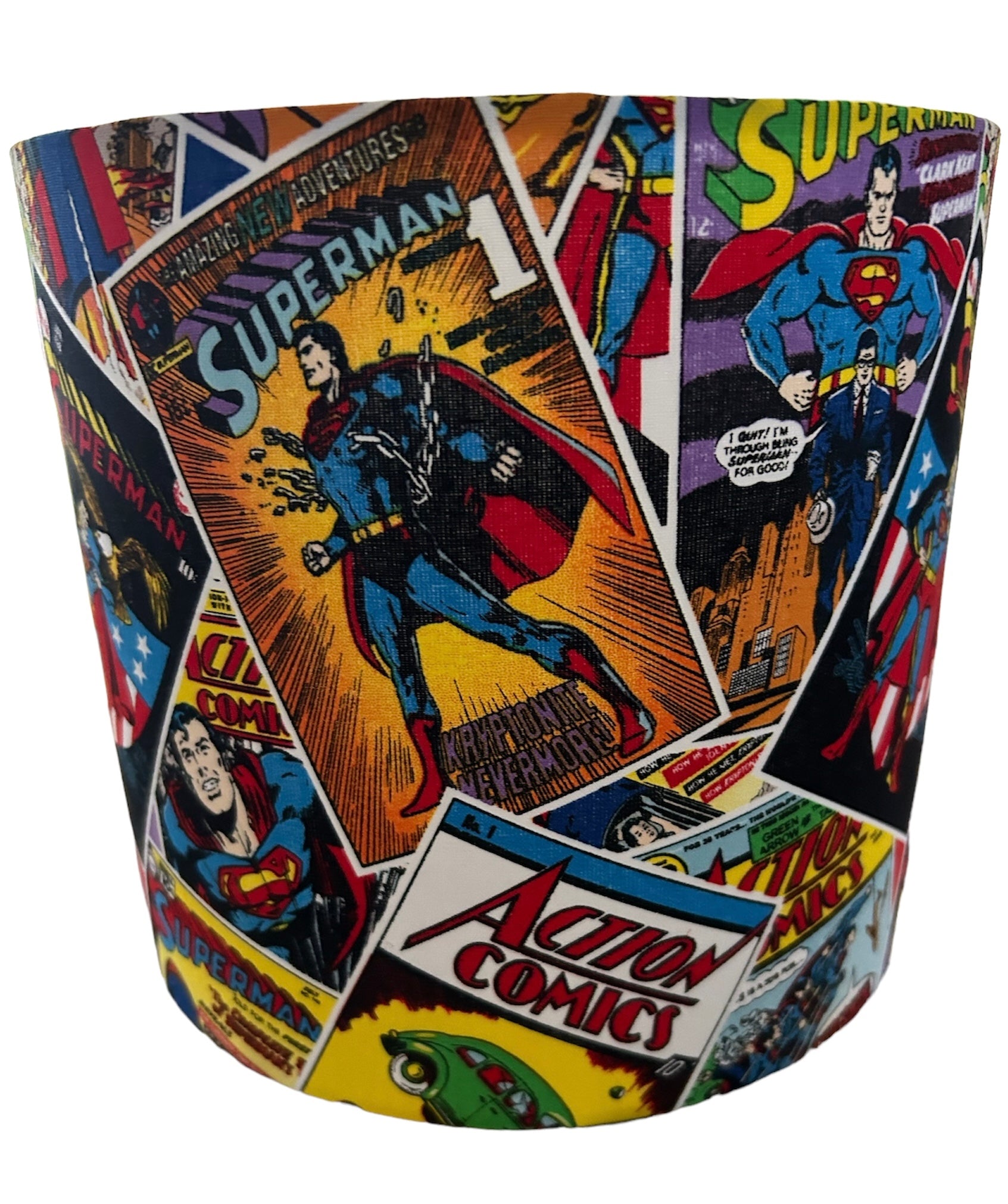 Handmade Fabric Lampshade Character Superman Comics Style - Zsazsa Design