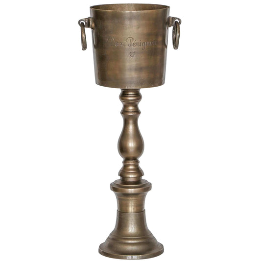 Dom Perignon Antique Brass ~ Solid Cast Engraved Champagne Floor Standing Ice Bucket | Wine Cooler - Zsazsa Design